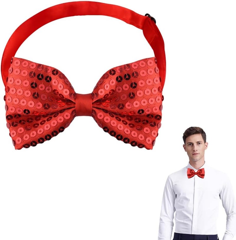 Sdopbinbin Pink Red Glitter Bow Tie for Men Boys Sparkly Christmas Bow Ties Bowtie for Men Kids Pre Tied Bow Tie for Boys - Image 1